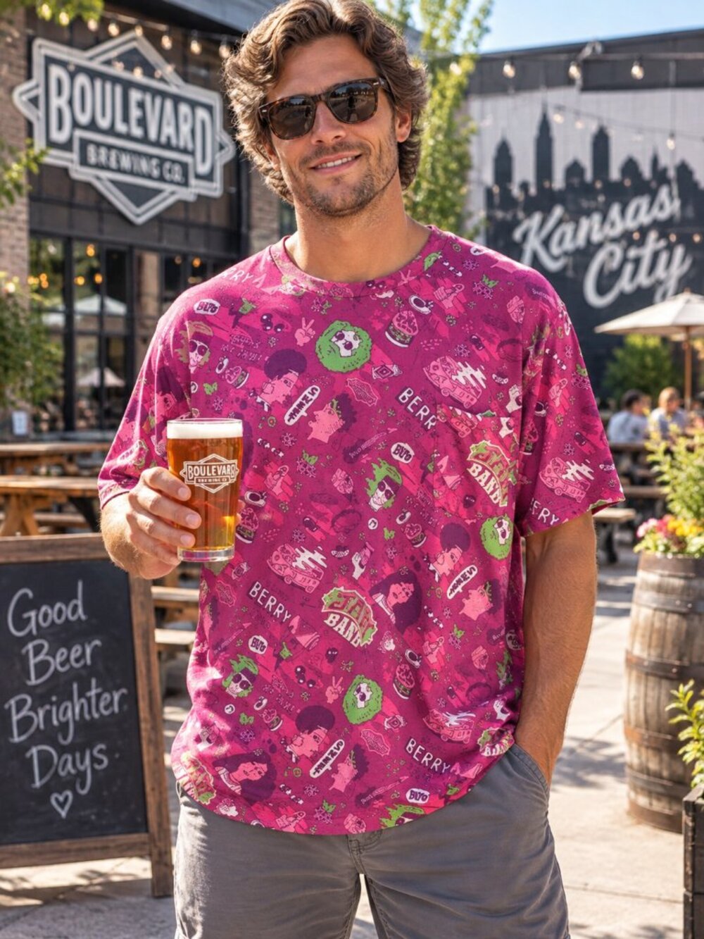 BOULEVARD BREWING CO. Kansas City Tee XL Jam Band Graphic Beer Art VINTAGE 2017
